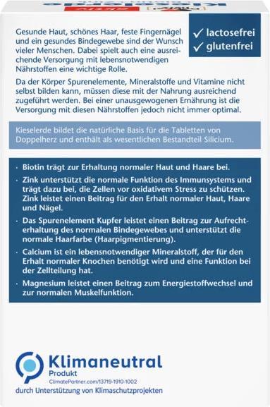 Image du produit Doppelherz Silice + Biotine + Zinc en comprimés, 40 comprimés (40 pièce(s), Cachets)