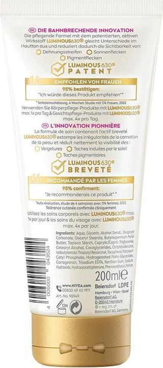Image du produit NIVEA Luminous Body Creme Anti-Dehnungsstreifen & -Pigmentflecken (Crème pour le corps, 200 ml)