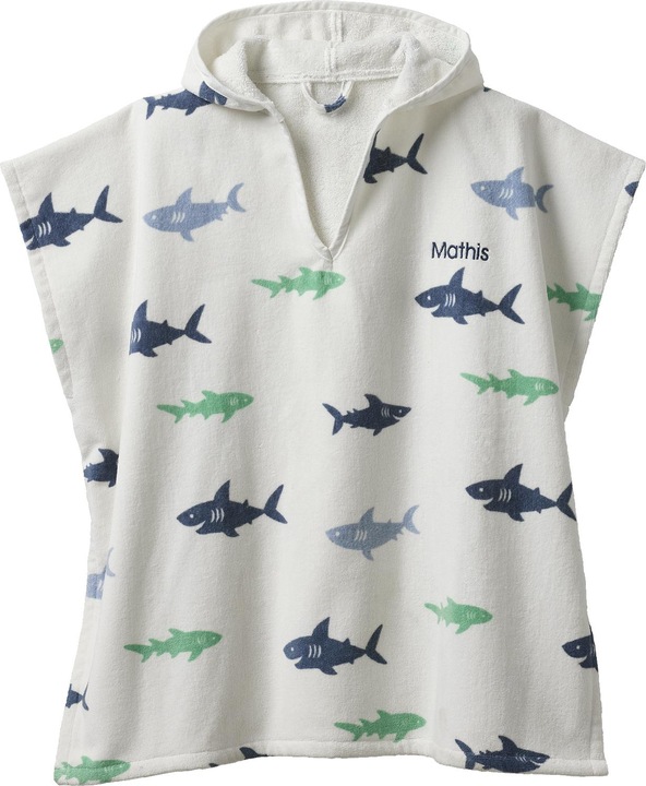 Produktbild Vertbaudet Kinder Badeponcho HAIE mit Recycling-Baumwolle, personalisierbar (128)