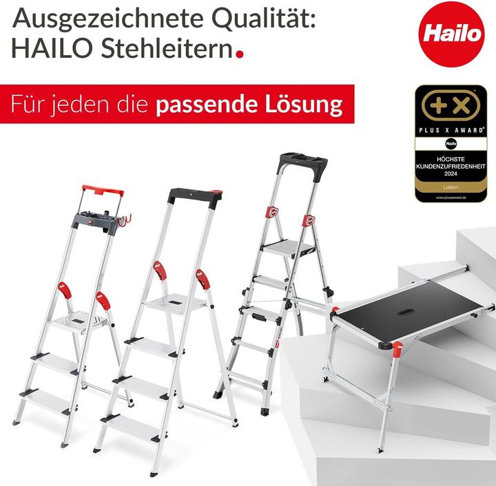 Produktbild Hailo L100 TopLine, Alu-Sicherheits-Stehleiter, 6 Stufen (Stehleiter, 116 cm)
