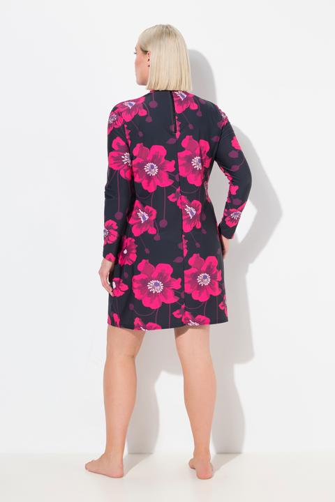 Produktbild Ulla Popken Badekleid, Blüten, Softcups, Langarm, Stehkragen, UPF 50+ (50, 52)