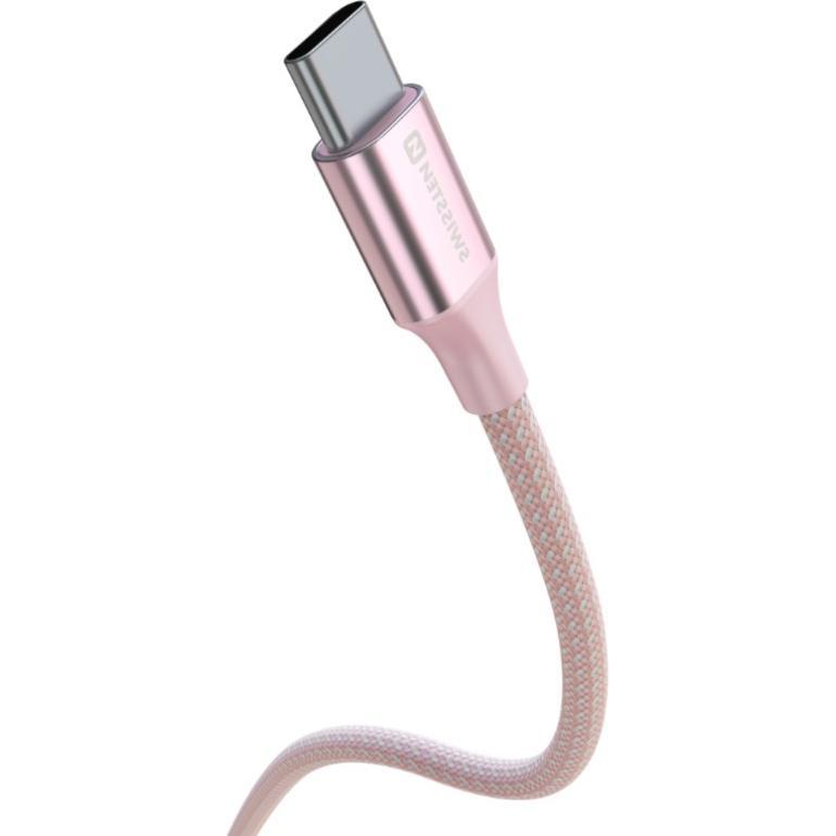 Thumbnail - Swissten Datenkabel Textil II USB-C / USB-C 1,5 M Rosa (1.50 m, USB 3.2 Gen 1), USB Kabel