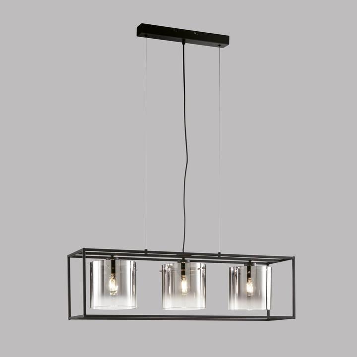 Actual product image Fischer & Honsel Honsel Samu pendant light triple E27 glass smoke-coloured mirrored sand black 61028 (E27)