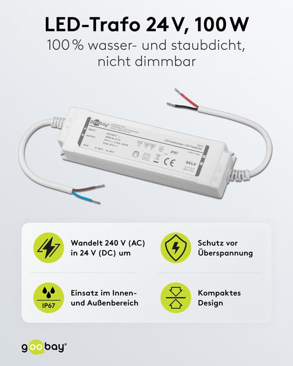 Image du produit Goobay LED-Trafo 24 V DC, 100 W, IP67