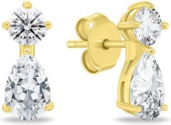 Brilio Silver - Gold-plated earrings with clear zircons EA1133Y