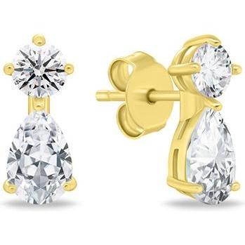 Brilio, Ohrringe, Silver - Gold-plated earrings with clear zircons EA1133Y