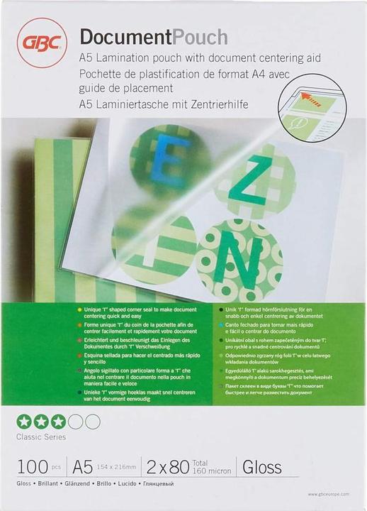 Image du produit GBC Films de plastification de qualité supérieure (A5, 100 pcs, 80 µm)