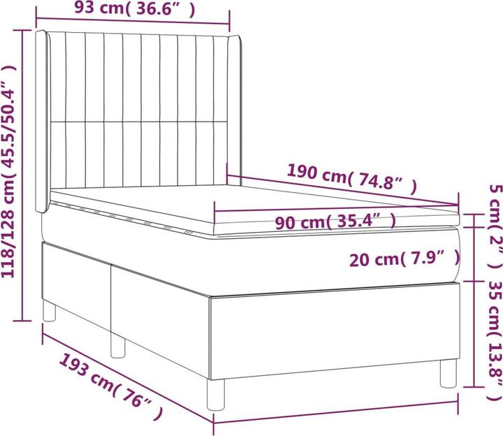 Image du produit vidaXL Boxspringbett (90 x 190 cm)