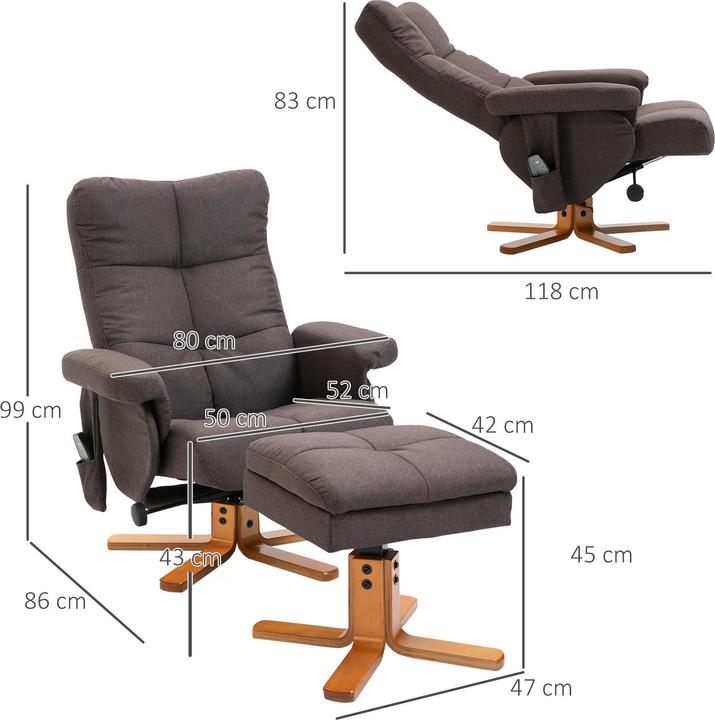 Actual product image Homcom Massage chair with footstool and storage space