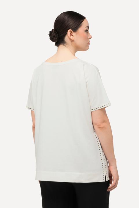 Image du produit Ulla Popken T-shirt oversized à col rond et manches courtes. Rivets fantaisie (56)