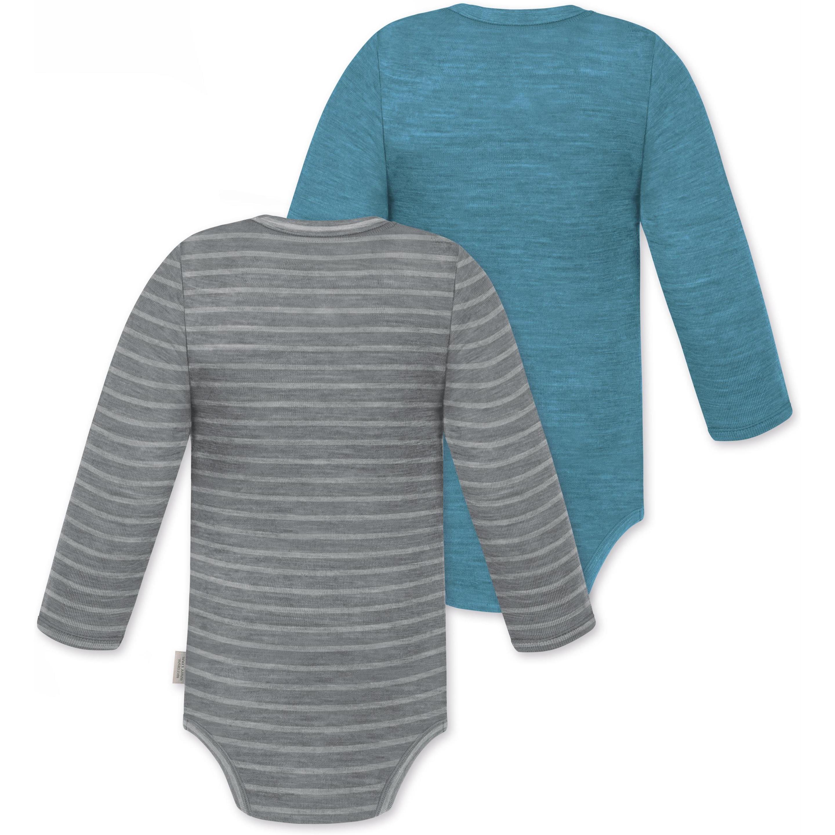 Thumbnail - Normani, Herren, Body, 2er Pack Baby Merino Langarmbody „Tuai" - 9401, Grau, (68)