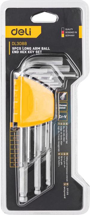 Actual product image Deli Tools Long Hex Key Sets 1.5-10mm EDL3088 (silver)
