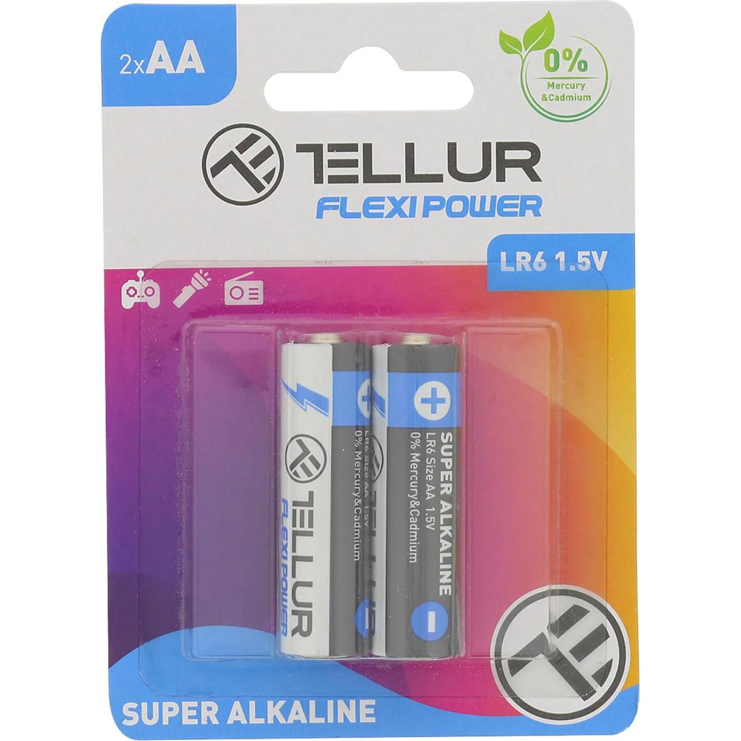 Tellur Flexi Power battery, Super Alkaline, AA LR6, 1.5V, 2 pcs/set (2 pz., AA), Batterie + pile
