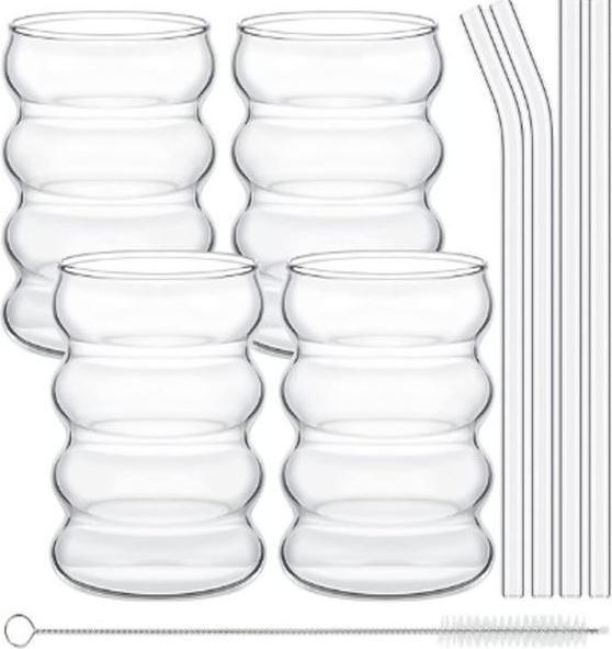 Immagine prodotto MU Classic Bicchieri retrò con cannuccia (0.30 l, 4x)