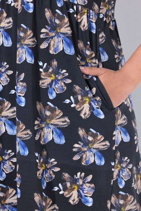Produktbild Ulla Popken Maxikleid, Blüten, Rundhals, 3/4-Arm, Taschen (54)