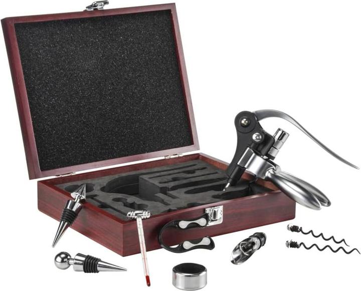 Actual product image Childhome Gift set wine in wooden box 10 pieces (Wine stopper, Wine thermometer, Drip ring, Wine pourer)