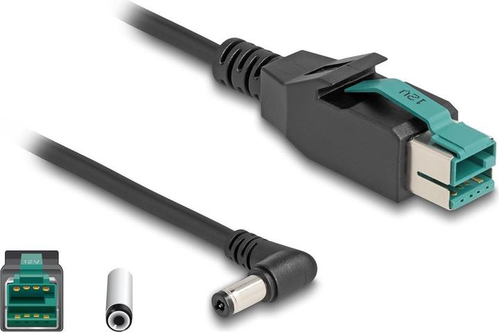 Actual product image Delock PoweredUSB cable 12 V plug to DC 5.5 x 2.1 mm angled plug 1 m (1 m)