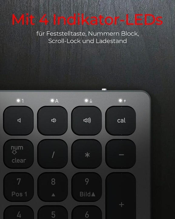 Actual product image KeySonic Full-Size Aluminum Keyboard, Bluetooth® & RF, for Win & macOS (DE, Wireless)