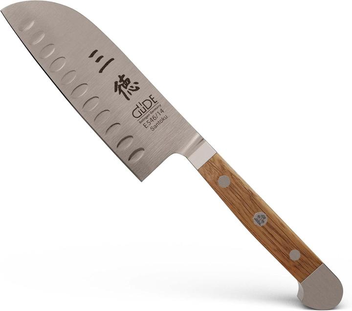 Güde Santoku Messer, Kulle, Serie Alpha-Eiche, Doppelkropf, Griff Fasseiche (14 cm)