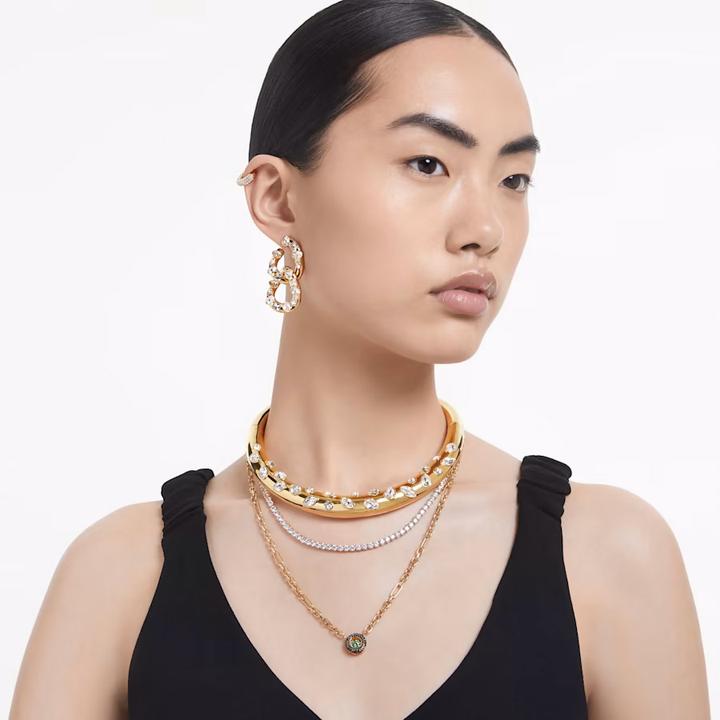 Actual product image Swarovski Dextera Creoles Various Cuts Intertwined Hoop White Gold (Swarovski Metal)