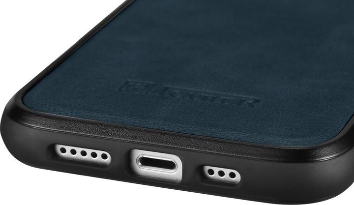 Image du produit iCarer Housse en cuir huilé recouverte de cuir naturel pour iPhone 14 bleu (WMI14220717-BU) (Apple iPhone 14)