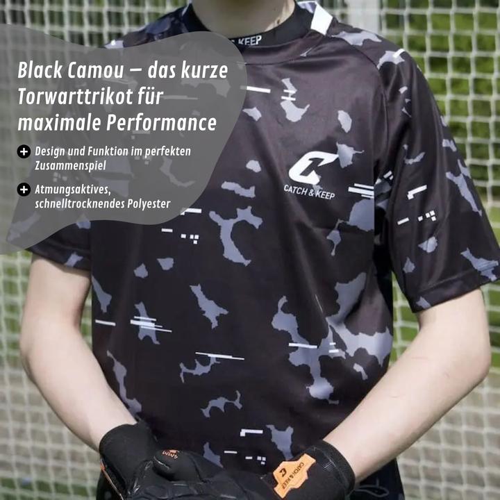 Produktbild Catch & Keep Trikot Black Camou Torwarttrikot Gr. XXL Kurzarm Fussball Shirt (XXL)