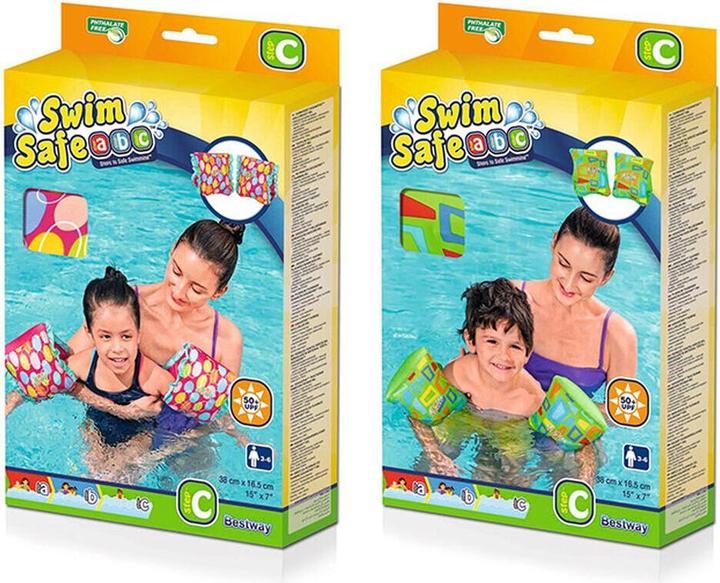 Actual product image Bestway Swim Safe ABC AquaStar Fabric Inflatable Wristband Floaties M/L, Swim armbands, Boy/Girl, Fabr