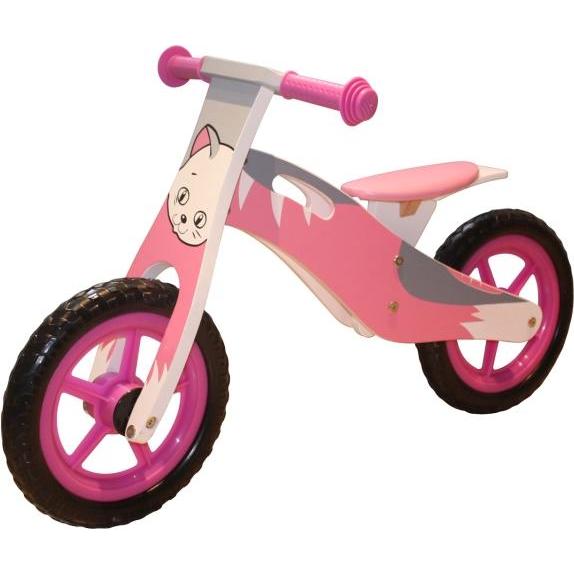 Megaleg Løbecykel Kat i trae med rigtige lufthjul