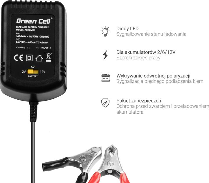 Actual product image GreenCell Charger (12V, 6V, 0.60 A)