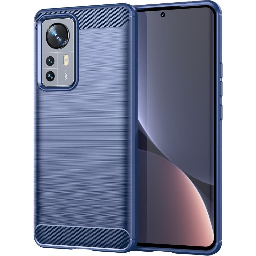 Cover-Discount Xiaomi 12 Pro - Metall Carbon Look Hülle blau (Xiaomi 12 Pro), Smartphone Hülle, Blau