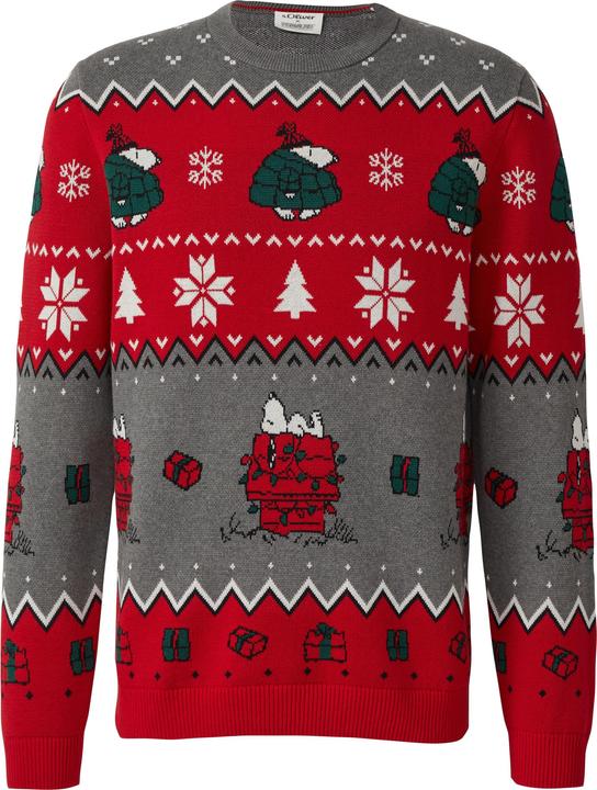 Produktbild s.Oliver Strickpullover Weihnachtspullover aus reiner Baumwolle mit Peanuts®-Motiv (M)