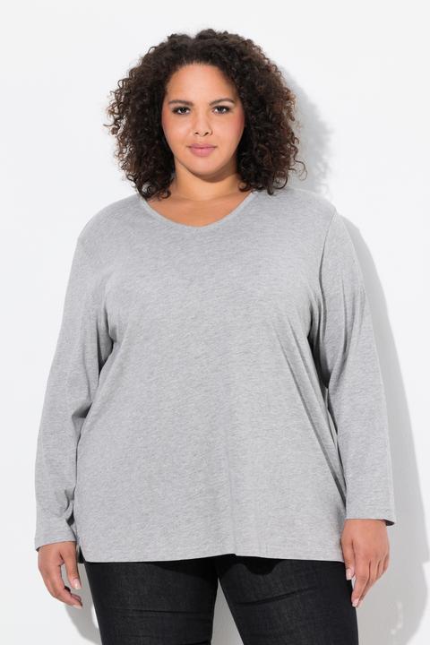 Produktbild Ulla Popken Shirt, V-Ausschnitt, Relaxed, Langarm (68)