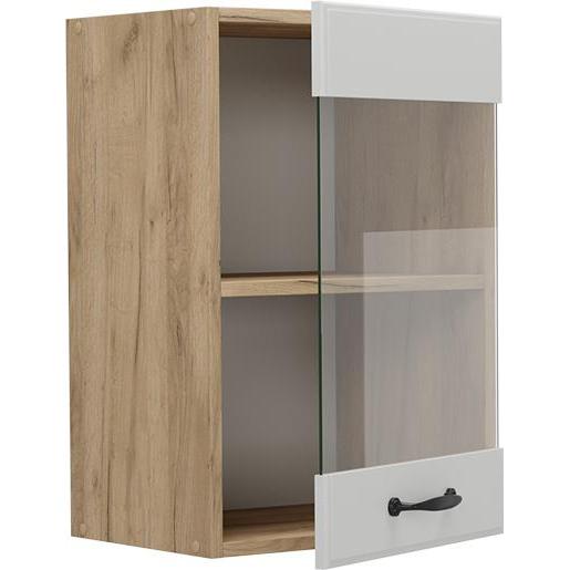 Vicco, Regal, Küchenglashängeschrank R-Line, Weiss Landhaus/Goldkraft Eiche, 40 cm