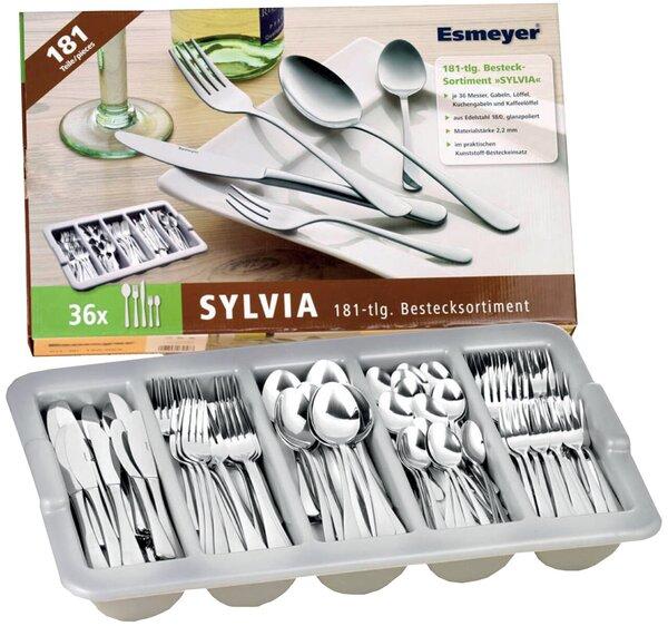 Produktbild Esmeyer Besteckkasten Silvia 18/0, Edelstahl, Silber/blau, 55 x 33 x 8.5 cm, 181 (181 Stück, Besteck Set)