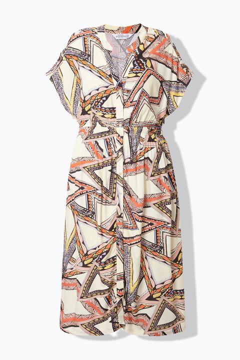 Actual product image Studio Untold Abstract Print Cap Sleeve Button Down Dress (46, 48)