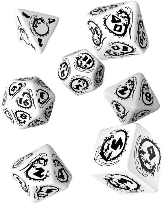 Image du produit Q Workshop SDRA02 - Ensemble de cubes Dragons : blanc et noir (7 pièces)