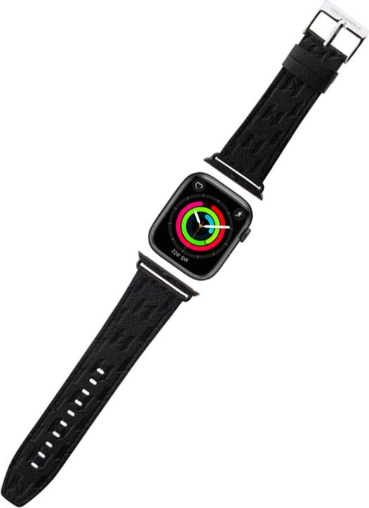 Actual product image Karl Lagerfeld Pasek KLAWMSAKLHPK Apple Watch 38/40/41mm czarny/black strap Saffiano Monogram (38 mm, 40 mm, 41 mm, Faux leather, Steel)