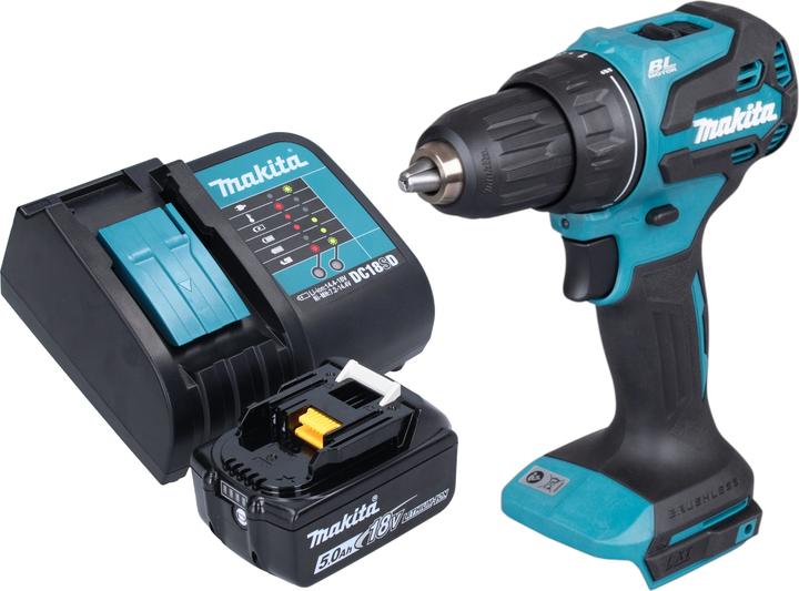 Actual product image Makita DDF 490 ST1 Akku Bohrschrauber 18 V 65 Nm 1/2" Brushless + 1x Akku 5,0 Ah + Ladegerät (Rechargeable battery operated)