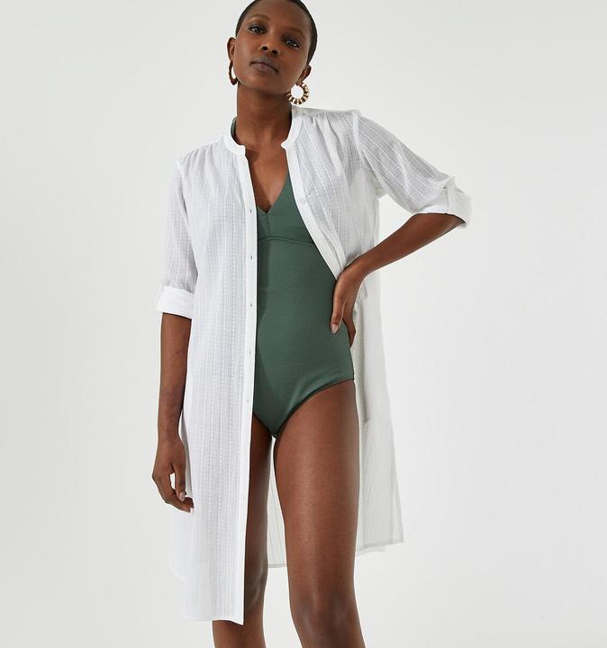 Anne Weyburn Tunic with long sleeves and button placket