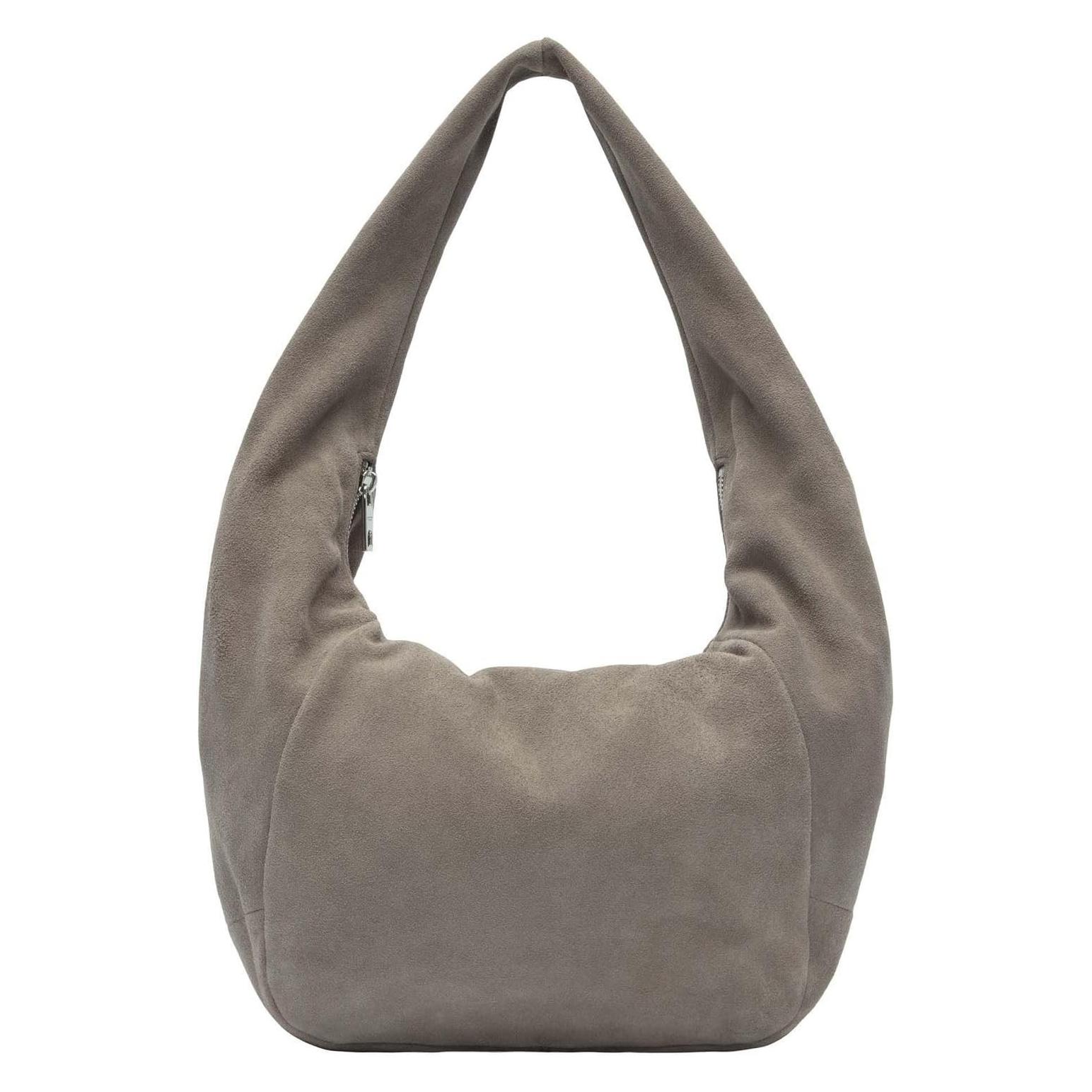Liebeskind Berlin, Vrouwen, Handtas, Hobo Mittelgrosse Hobo-Bag Aus Veloursleder, Grijs