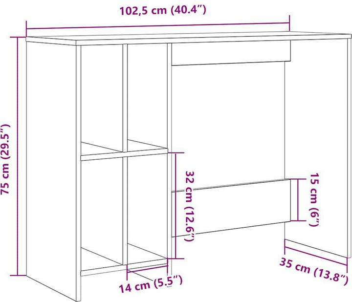 Image du produit vidaXL Schreibtisch (102.50 x 102.50 x 75 cm)
