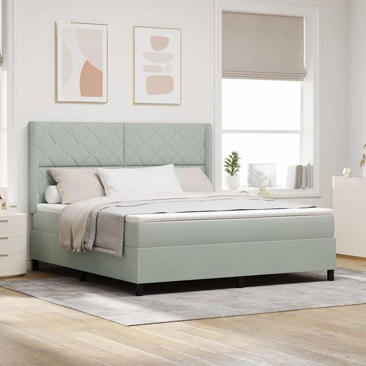 Image du produit vidaXL Boxspringbett Mit Matratze & Led Samt Hellgrau (180 x 200 cm)