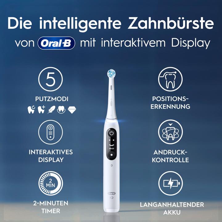 Actual product image Oral-B iO Series 6, White Luxe Edition Elektrische Zahnbürste (Oscillating toothbrush)