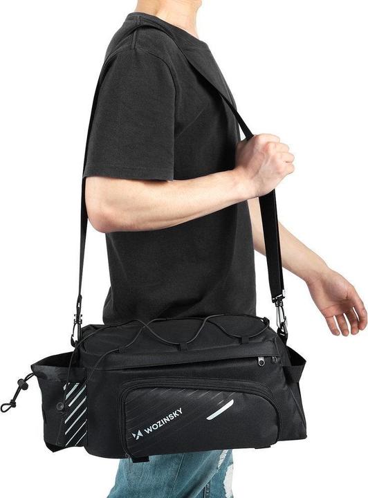 Produktbild Wozinsky bike carrier bag with 9l shoulder strap (rain cover included) black (WBB22BK) (9 l, Gepäckträgertasche)
