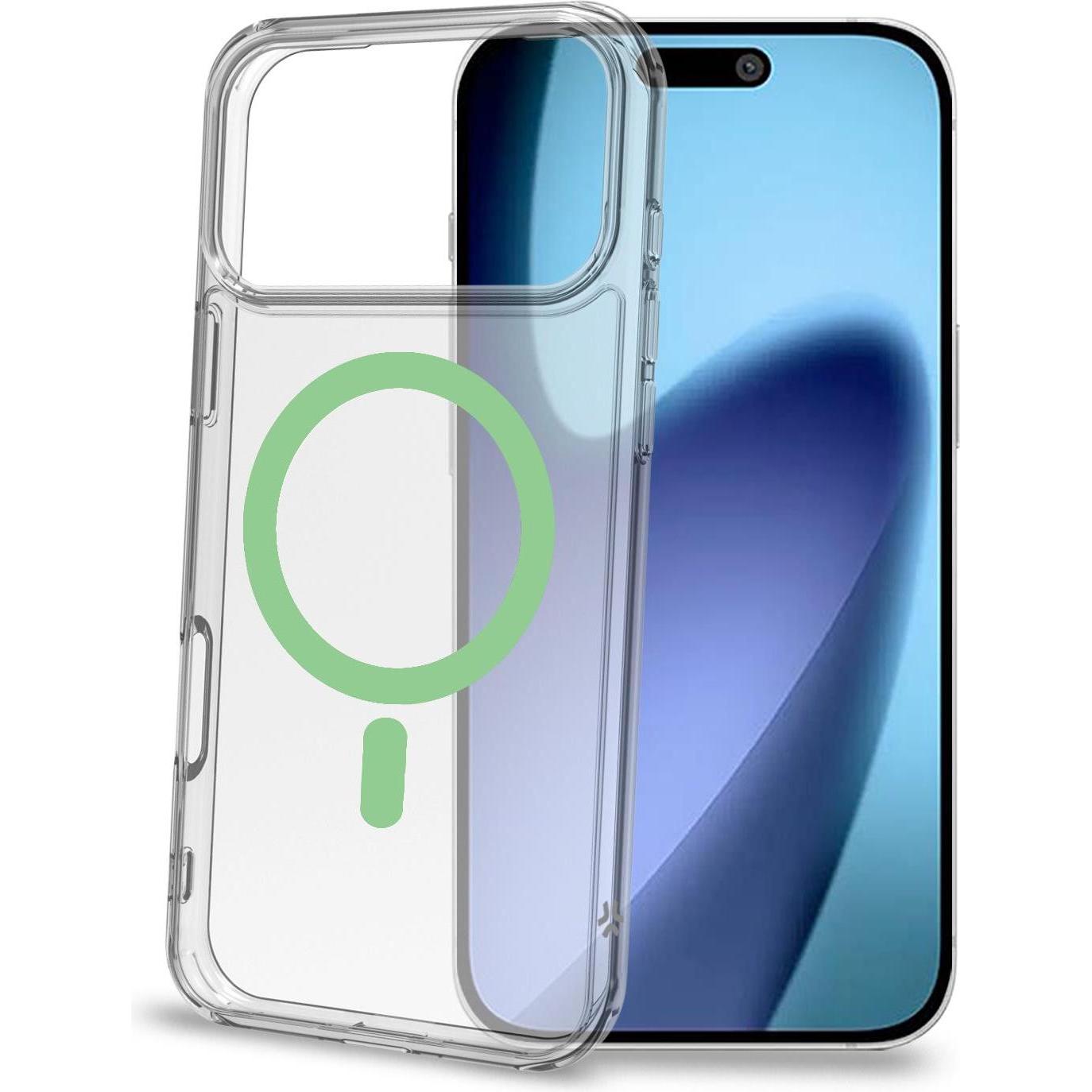 Celly Gelskinmag Transparente Magnetische Hülle für iPhone (Apple iPhone 15 Pro Max), Cover smartphone, Trasparente