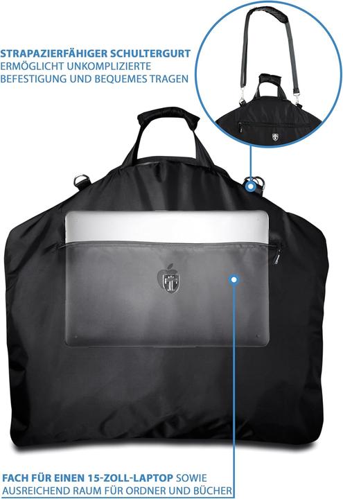 Actual product image Travando Anzugtasche mit 15" Laptopfach und Schultergurt