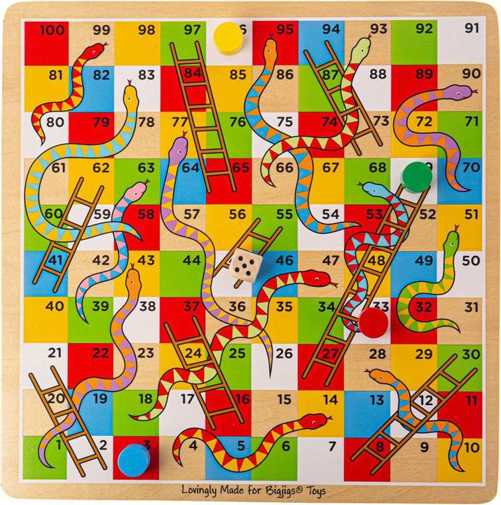 Produktbild Bigjigs Traditional Snakes and Ladders (Deutsch, Englisch, Französisch, Italienisch, 2 - 4 Spieler)