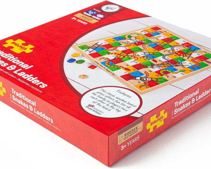 Produktbild Bigjigs Traditional Snakes and Ladders (Deutsch, Englisch, Französisch, Italienisch, 2 - 4 Spieler)