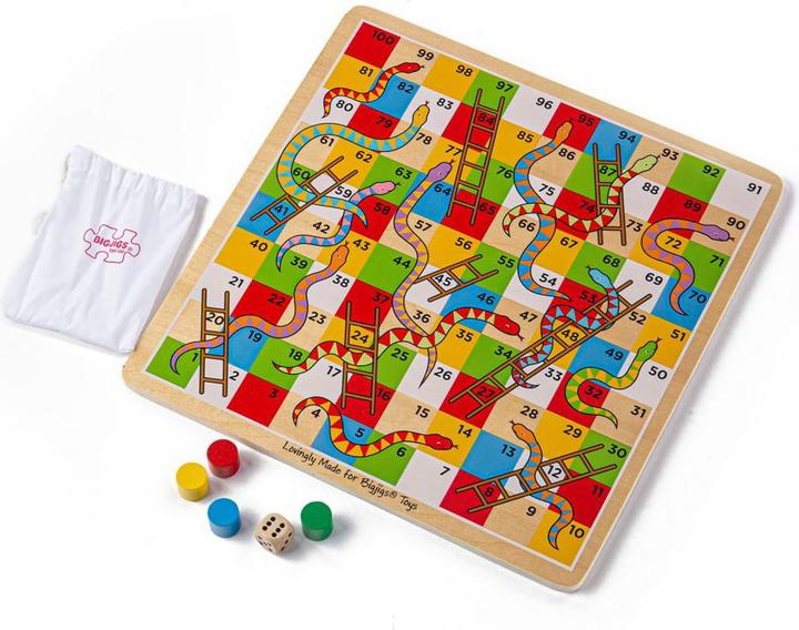 Produktbild Bigjigs Traditional Snakes and Ladders (Deutsch, Englisch, Französisch, Italienisch, 2 - 4 Spieler)