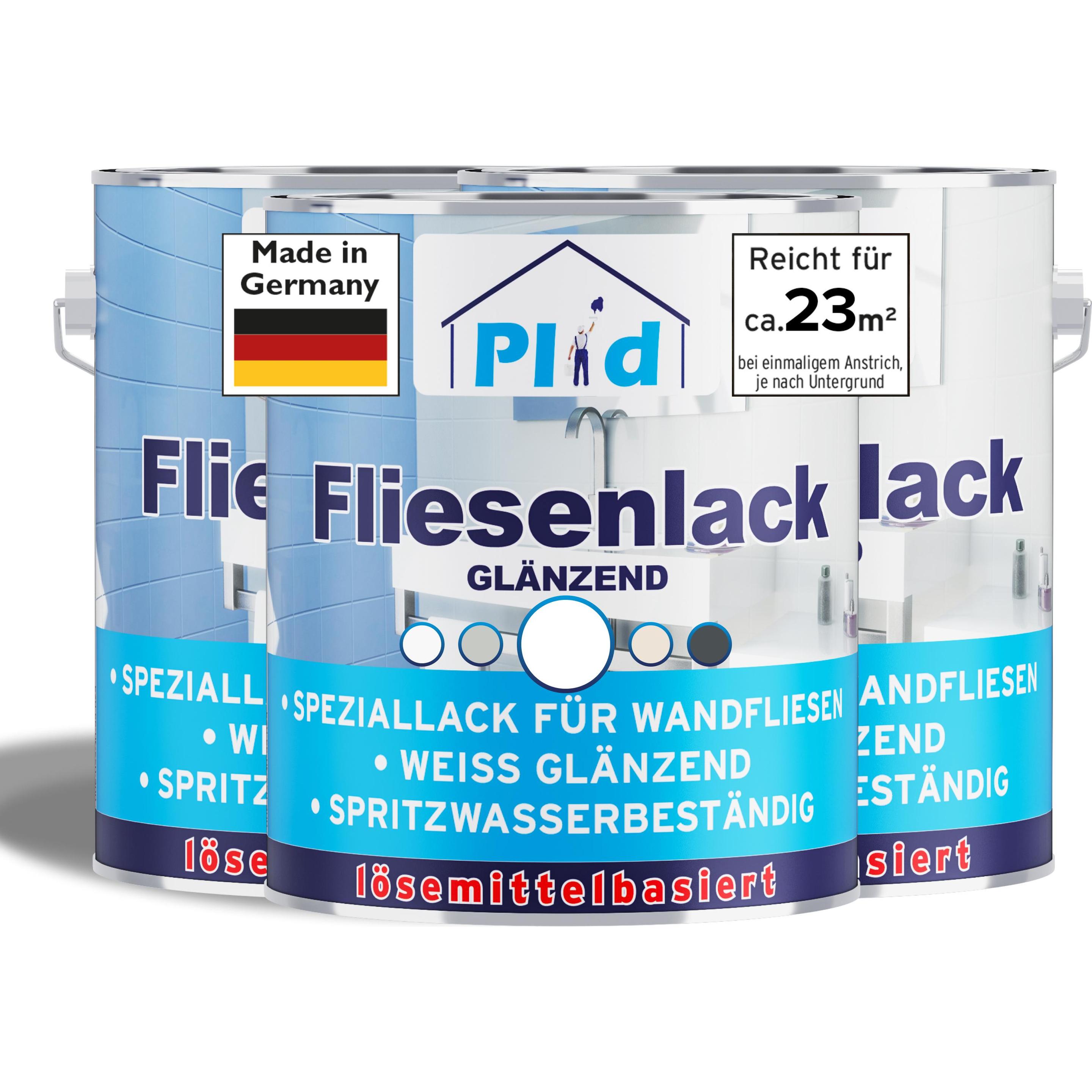 Plid, Lack, Fliesenlack 2,25l Weiss glänzend - für ca. 23m² / Fliesenfarbe Lack - Küche/Bad (Weiss, 2.25 l)